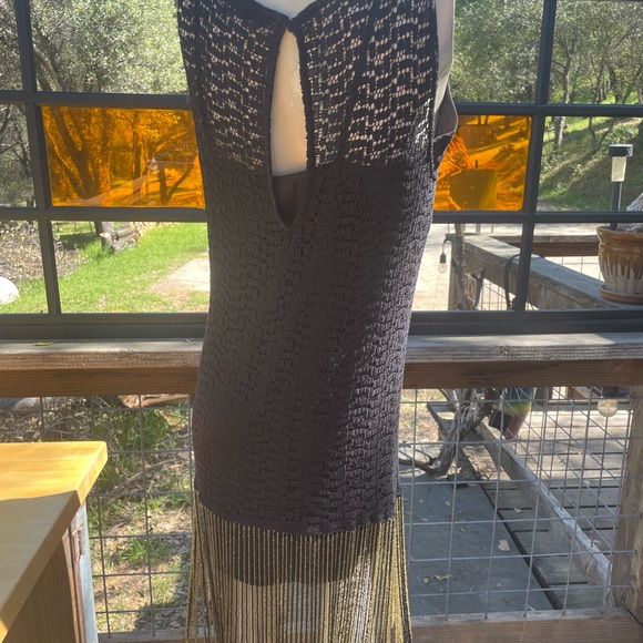 Zara Woman Black Crochet Fringe flapper style Dress - Picture 5 of 7